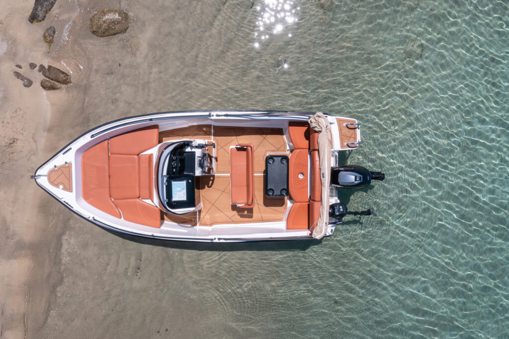 White Swan boat cruising near Diaporos Island – top boat rental option in Halkidiki.